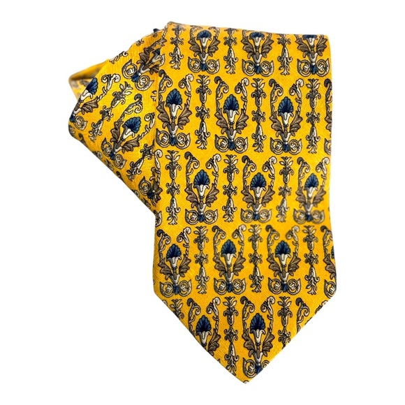 Repp Ltd Gold Blue and Beige Silk Necktie - Picture 7 of 7